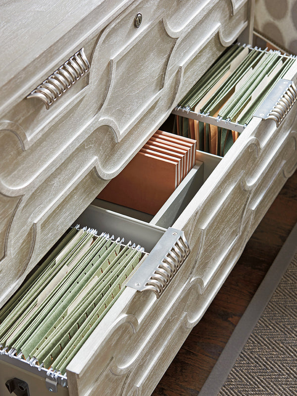 Lexington Sligh Octavia File Chest - Stylish Storage Solution With Contemporary Fretwork And Full-extension Drawers Aspen Wood 250-450