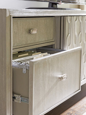 Lexington Sligh Reese Media Console - Stylish Storage Solution With Decorative Fretwork For Modern Living Spaces Aspen Wood 250-661