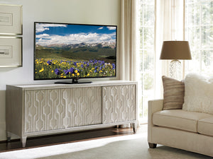 Lexington Sligh Reese Media Console - Stylish Storage Solution With Decorative Fretwork For Modern Living Spaces Aspen Wood 250-661