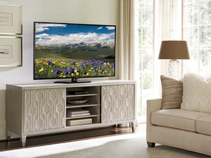 Lexington Sligh Reese Media Console - Stylish Storage Solution With Decorative Fretwork For Modern Living Spaces Aspen Wood 250-661