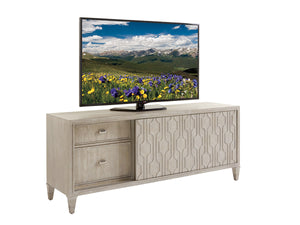 Lexington Sligh Reese Media Console - Stylish Storage Solution With Decorative Fretwork For Modern Living Spaces Aspen Wood 250-661