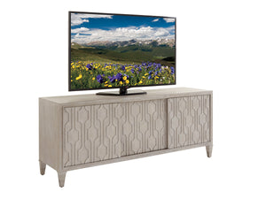 Lexington Sligh Reese Media Console - Stylish Storage Solution With Decorative Fretwork For Modern Living Spaces Aspen Wood 250-661
