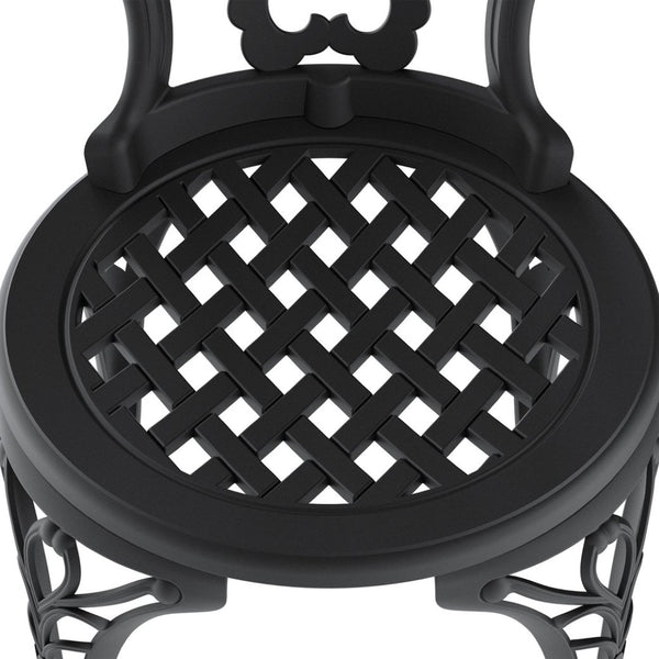 English Elm Cast Aluminum Outdoor Dining Chairs Set of 4 with Carved Petal Geometric Detail W1710S00675