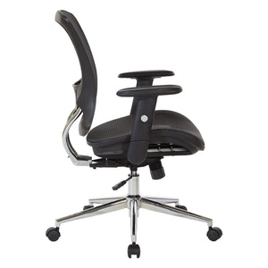 OSP Home Furnishings Mesh Back Ergonomic Office Chair with Lumbar Support Breathable Seat and Padded Arms Chrome EM98910C-3