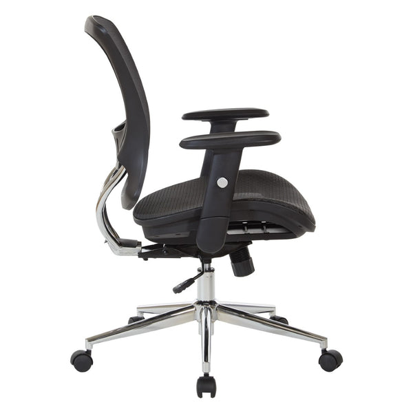 OSP Home Furnishings Mesh Back Ergonomic Office Chair with Lumbar Support Breathable Seat and Padded Arms Chrome EM98910C-3