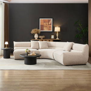 English Elm Modular Cloud Sectional Three Piece Curved Sofa with Polyester Upholstery for Living Room W2582S00202