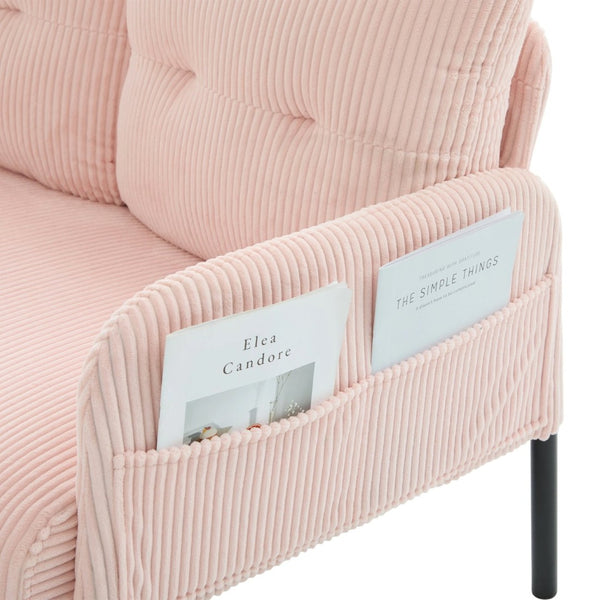 English Elm United We Win Corduroy Loveseat Plush Ergonomic Sofa with Spring Support Metal Legs Pink W1568P410044