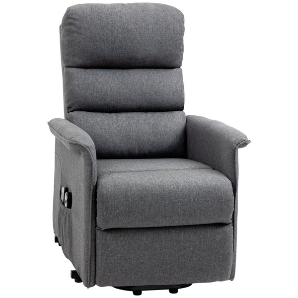 English Elm HOMCOM Electric Lift Recliner Chair with Remote Control, Supportive Foam & Pocket Storage for Seniors Grey W2225P217935