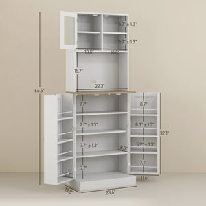 English Elm HOMCOM 63" Kitchen Pantry Cabinet with 5-Tier Shelves, Two Adjustable Shelves, Anti-Tip Safety White W2225P217120