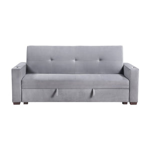 English Elm Modern Velvet Tufted Sleeper Sofa with Storage Cup Holders and Usb Charging Ports B011P256229
