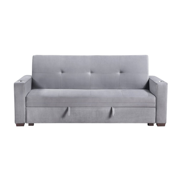 English Elm Modern Velvet Tufted Sleeper Sofa with Storage Cup Holders and Usb Charging Ports B011P256229