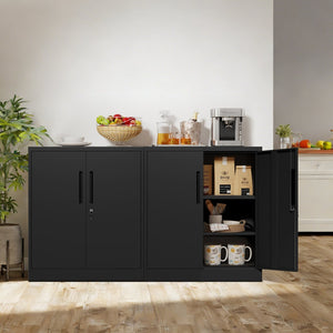 English Elm Metal Lockable Steel Cabinet Two Adjustable Shelves Garage Office Utility Storage T2398P442669