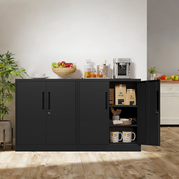 English Elm Metal Lockable Steel Cabinet Two Adjustable Shelves Garage Office Utility Storage T2398P442669