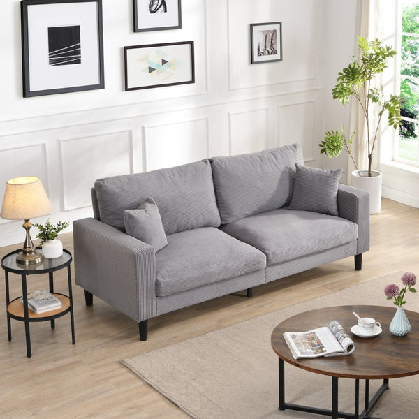 English Elm 74" Three Seat Sofa Hardwood Frame High Density Foam Upholstered Modern Living Room Light Gray W311P221220