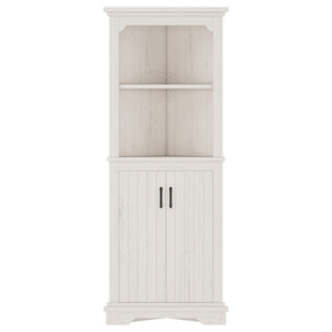 English Elm Tall Corner Cabinet with Open Shelves Enclosed Storage for Living or Dining Rooms W1580P425307