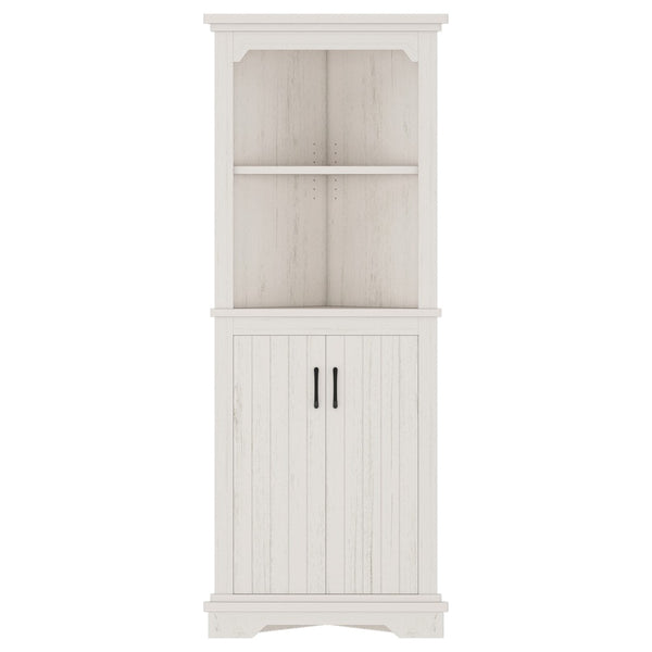 English Elm Tall Corner Cabinet with Open Shelves Enclosed Storage for Living or Dining Rooms W1580P425307