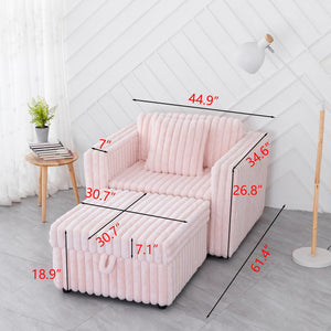 English Elm 44.9"Soft Modular Sofa with Removable Zipper Cushions, Hidden Hydraulic Storage, Easy Cleanability Light Pink W1767S00015