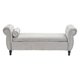 Christopher Knight Home® - Noble House - - Velvet Multifunctional Storage Rectangular Ottoman Bench With 1 Pillow, Grey