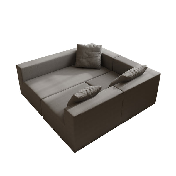 English Elm L Shaped Modular Sectional Sofa - 110" Corduroy Comfort With Movable Ottoman For Stylish Living Spaces W3670S00002