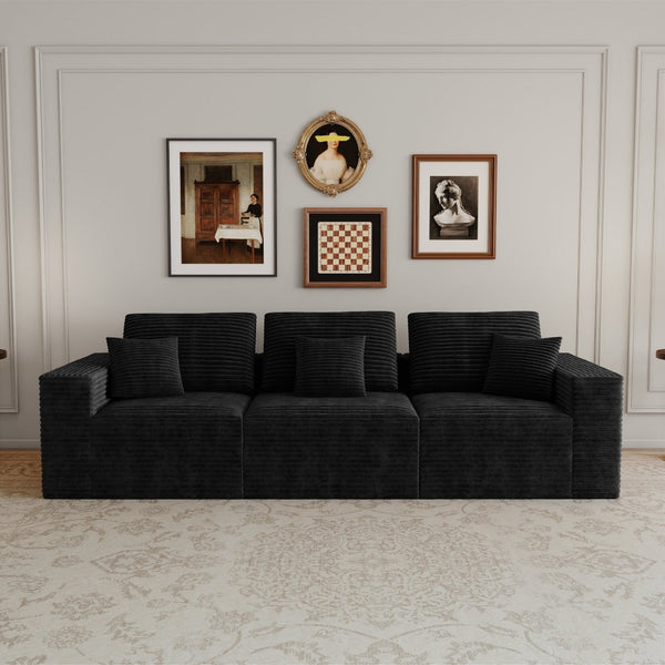 English Elm 106.30*35.43"modular Sectional Sofa 3 Piece Plush Corduroy Low Profile Couch for Living Room W3819S00135