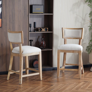 English Elm 26.5" Upholstered Counter Stools Set of 2 Rubberwood Farmhouse Kitchen Seating N780P403743B