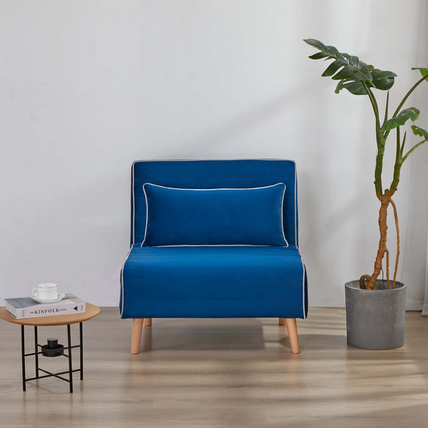 English Elm Canon Foldable Velvet Sectional Sofa Bed - Space-Saving, Quick-Convert To Twin Beds, 3-Position Comfort W3391S00012