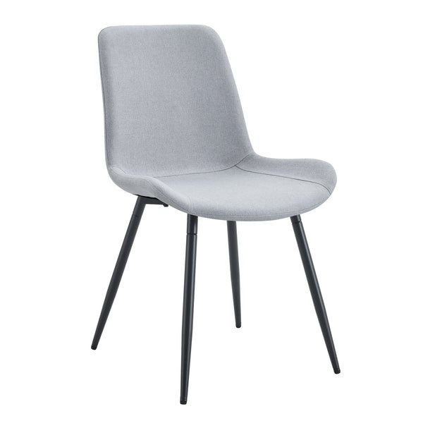 English Elm Comfortable Linen-Cotton Dining Chairs Set of Four with Curved Widened Cushions and Black Legs, Breathable Upholstery Light Gray 27.17 L x 22.44 W x 20.28 H W1512P405379