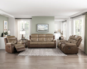 English Elm Plush Microfiber Reclining Sofa with Tufted Arms and Solid Wood Frame for Living Rooms B011P228557