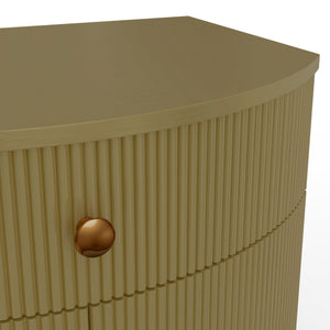 Alpine Furniture Olivia Nightstand In Olive Green – Modern Elegance With Ribbed Details, Brass Knobs & Ample Storage Olive Green Rubberwood Solids & Oak Veneer 2512-02-alpine