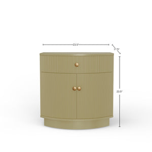 Alpine Furniture Olivia Nightstand In Olive Green – Modern Elegance With Ribbed Details, Brass Knobs & Ample Storage Olive Green Rubberwood Solids & Oak Veneer 2512-02-alpine