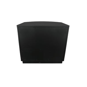 Alpine Furniture Olivia Sculptural Nightstand With Ribbed Drawer & Brass Knobs — Curved Silhouette, Organized Storage Black 2512BLK-02