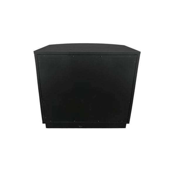 Alpine Furniture Olivia Sculptural Nightstand With Ribbed Drawer & Brass Knobs — Curved Silhouette, Organized Storage Black 2512BLK-02