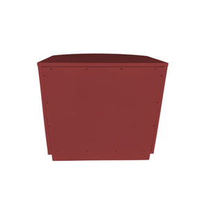Alpine Furniture Olivia Sculptural Nightstand With Ribbed Drawer & Brass Knobs — Curved Silhouette, Organized Storage Burgundy 2512RED-02