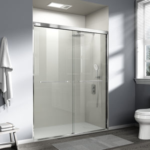 English Elm 56" Frameless Sliding Shower Door Tempered Glass Soft Close Matte Hardware Alcove Fit W1920P385305