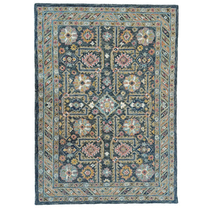 Capel Rugs Avanti-villa Skakta Wool Area Rug With Hand-worked Accents And Vibrant Mosaic Pattern For Home Decor Dark Green, Multicolor 100% Wool 2514rs03060506275