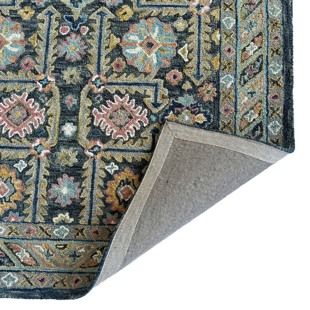 Capel Rugs Avanti-villa Skakta Wool Area Rug With Hand-worked Accents And Vibrant Mosaic Pattern For Home Decor Dark Green, Multicolor 100% Wool 2514rs03060506275