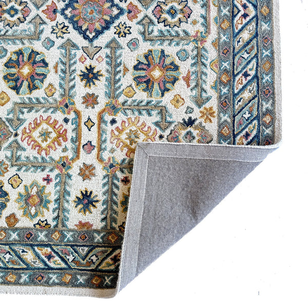 Capel Rugs Avanti-villa Skakta Wool Area Rug With Hand-worked Accents And Vibrant Mosaic Pattern For Home Decor Ivory Multi, White 100% Wool 2514rs10001400675