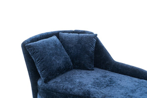 English Elm 58'' Chenille Chaise Lounge with Footstool Pocket Spring Comfort for Bedroom Living Room Blue W2363S00090