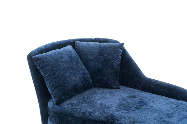 English Elm 58'' Chenille Chaise Lounge with Footstool Pocket Spring Comfort for Bedroom Living Room Blue W2363S00090