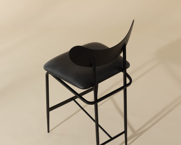 Sunpan GIBBONS Mid-Century Modern Counter Stool - Bravo Portabella Faux Leather & Black Steel Frame 107064