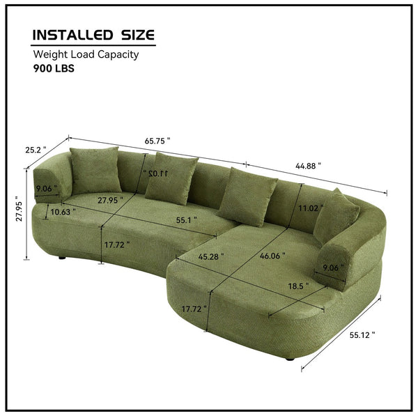 English Elm 110.63 Inch Quilted Polyester Curved Sectional Four Seat Modular Sofa for Living Room W2582S00186