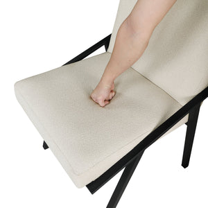 English Elm Black Metal Base Side Chairs Set of 2 - Cream Upholstery, Modern Dining Accent Seats, 21x36 inches B011P285337