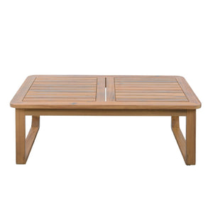English Elm 2-piece Acacia Wood Outdoor Daybed and Coffee Table Set Resort Coastal Style N770P378689L_N770P354675L