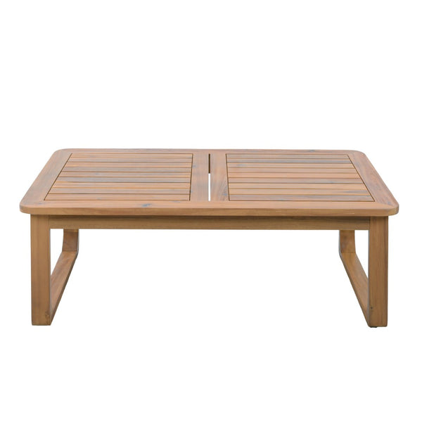 English Elm 2-piece Acacia Wood Outdoor Daybed and Coffee Table Set Resort Coastal Style N770P378689L_N770P354675L