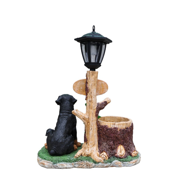 English Elm Rottweiler Mother and Puppy Sculptural Garden Planter Weatherproof Outdoor Accent W5398P464249