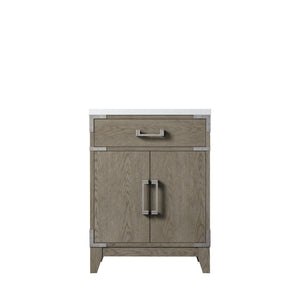 English Elm Grey Oak Single-Sink Vanity 24" W X 18" D - Modern Design With Soft-Close Storage & Acrylic Top B2731P259746