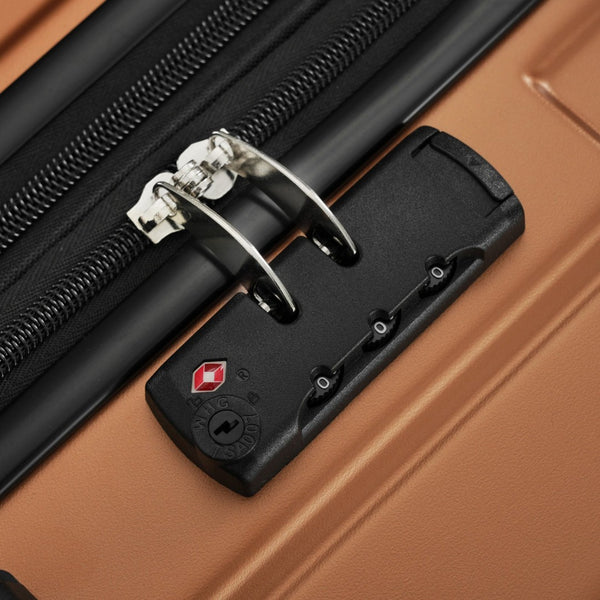 English Elm Luggage 5 Piece Hardside Abs Set with Front Access Carry on and Tsa Spinner Wheels Brown N732P391579O