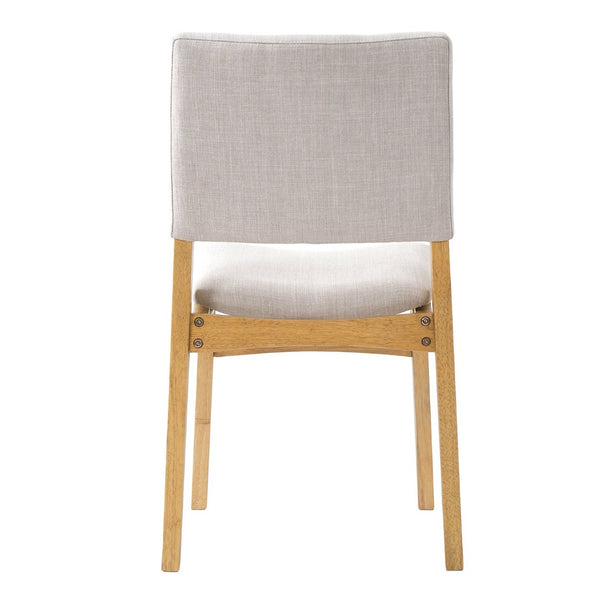 English Elm Upholstered Stackable Dining Chairs Linen Fabric Rubberwood Frame Rustic Set of 2 Natural N752P327193N