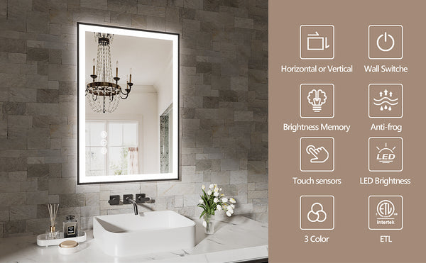 English Elm 24X36 Frameless Led Bathroom Mirror - Smart Anti-Fog Technology, Dimmable Lighting & Modern Design T3757P346983
