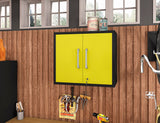 Manhattan Comfort Eiffel Modern Floating Garage Cabinet Matte Black and Yellow 251BMC84